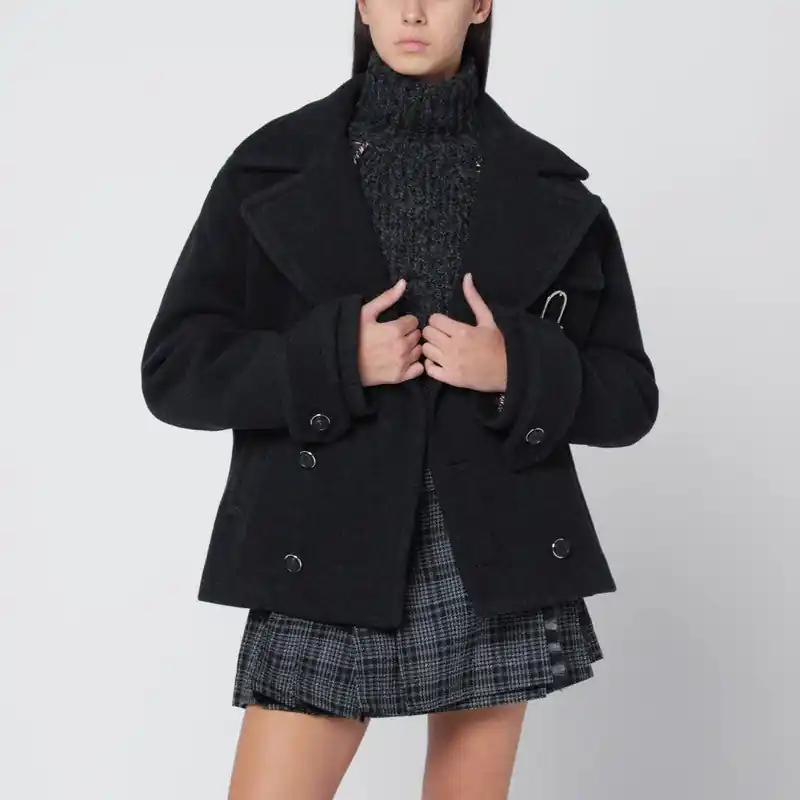Dark Grey Mélange Wool Coat - Durazzi Milano