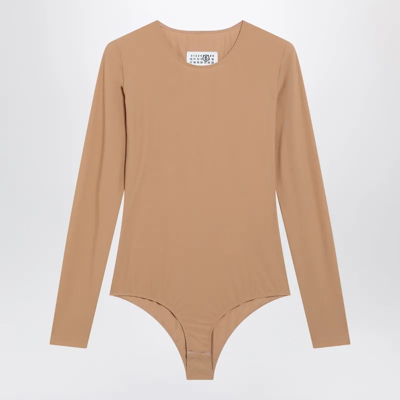 Skin-Tone Bodysuit In Lycra Jersey