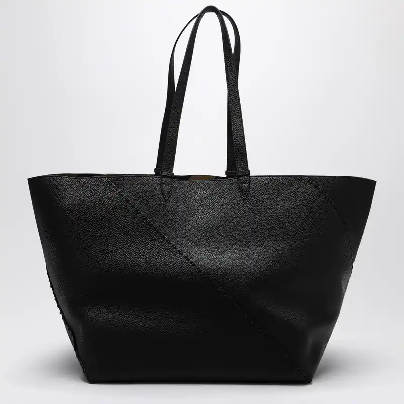Black Diagonal Shopping Large Selleria Bag - Fendi