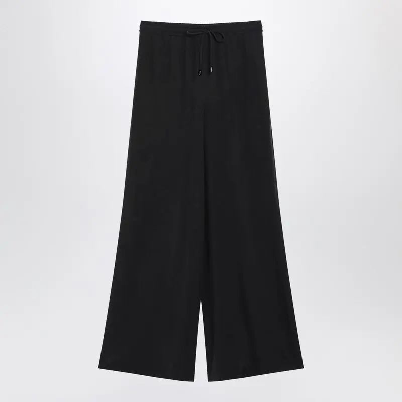 Wide-Leg Blue Silk Trousers