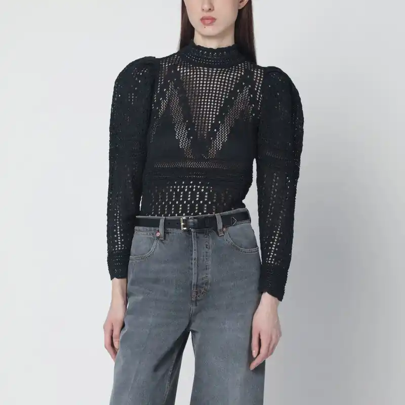 Dahara Black Openwork Knit Top - Isabel Marant