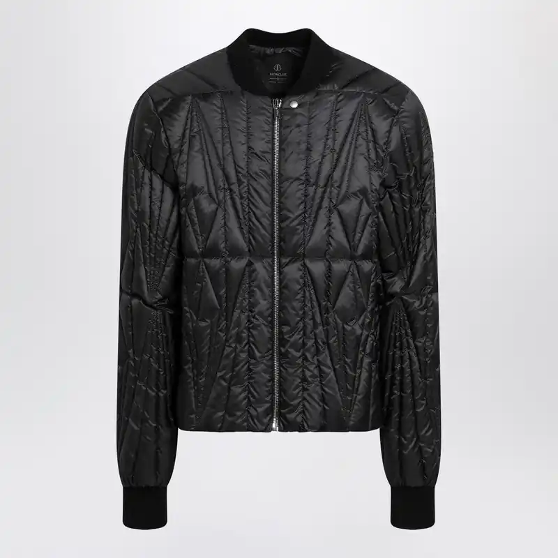 Black Leather Zip-Up Bomber Jacket