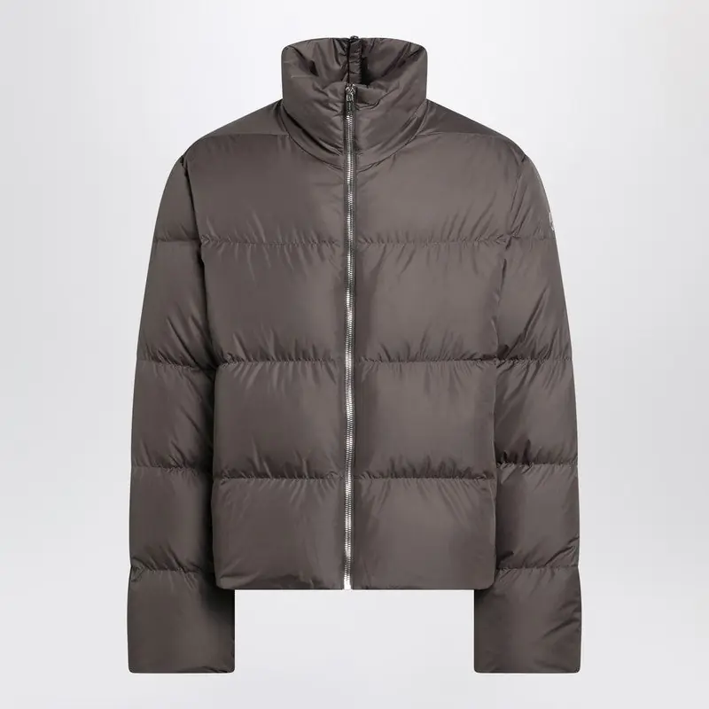 Mud-Colored Zip-Up Down Jacket