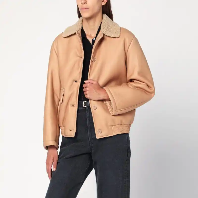 Nude Leather Bomber Jacket - Salvatore Santoro