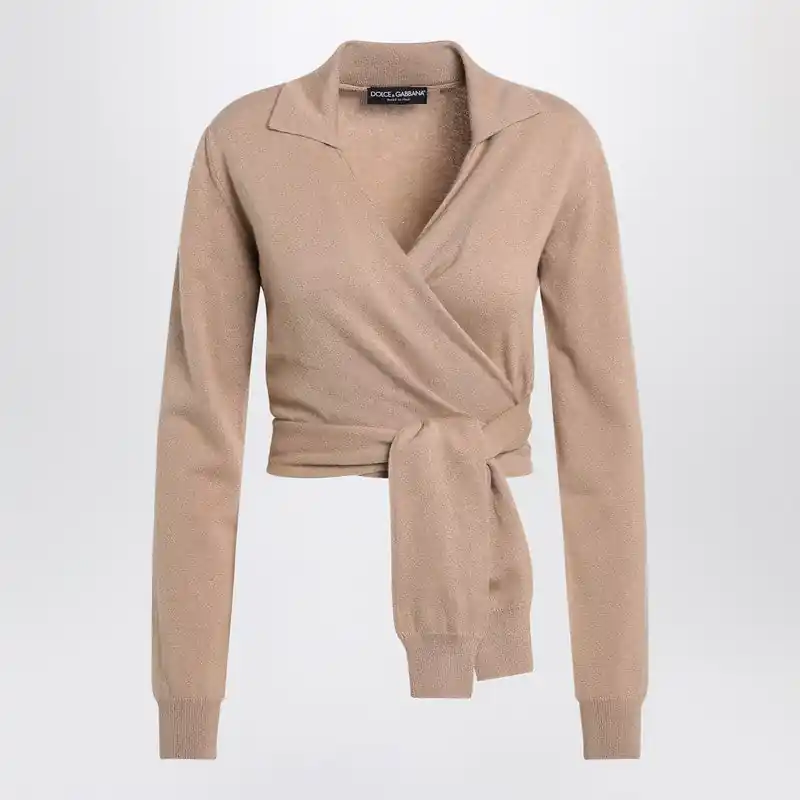 Beige Wrap Cardigan In Cashmere - Dolce & Gabbana