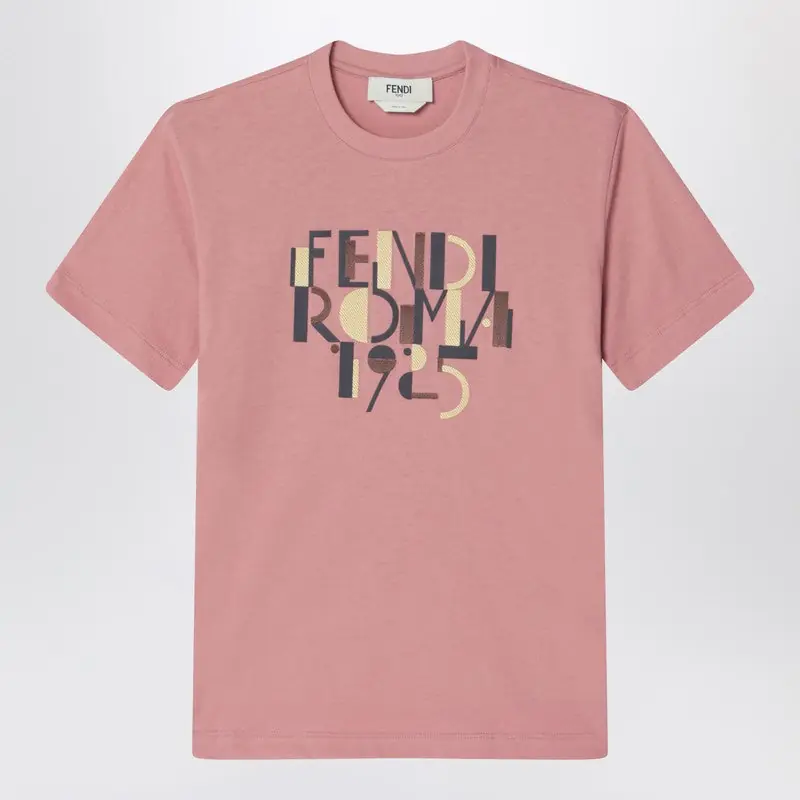 Pink Cotton T-Shirt With Logo Print