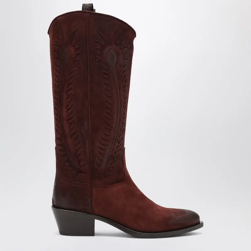 Brown Suede Frida Western Boot - Sartore