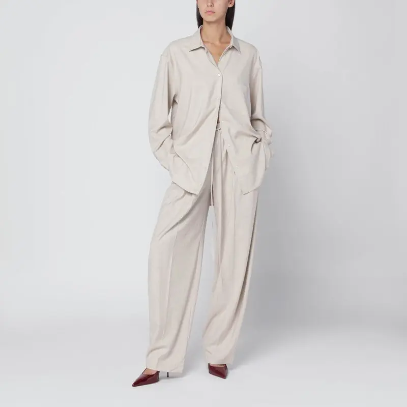 Trousers In Ivory Melange - The Andamane