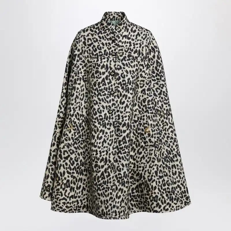 Animal-Print Wool Cape