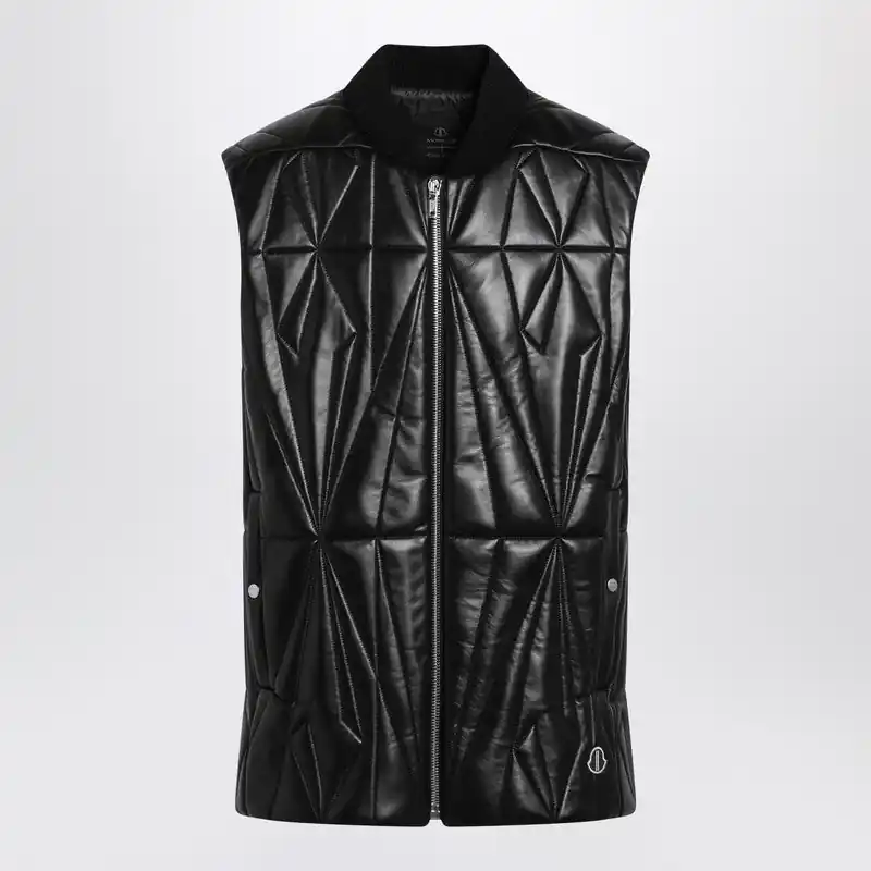 Black Faux Leather Zip-Up Vest