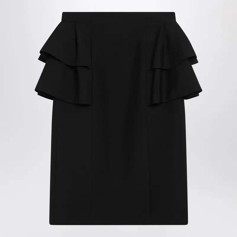 Black Skirt With Ruffles On The Sides - Valentino Garavani