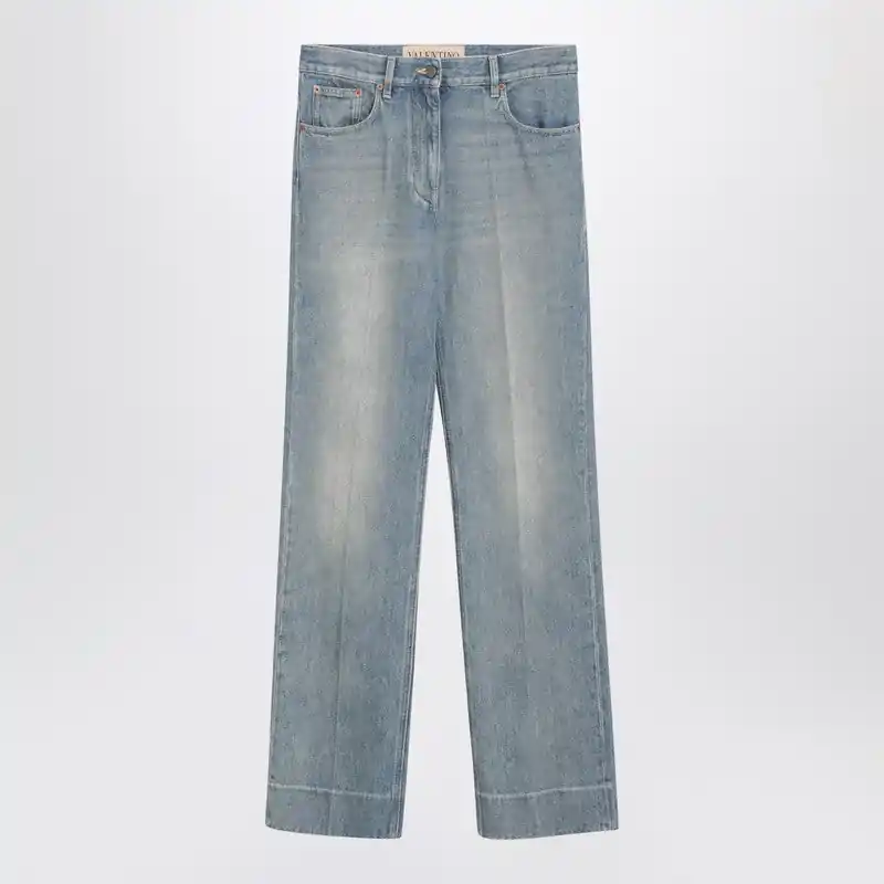 Light Blue Washed-Effect Jeans
