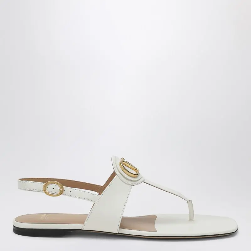 Ivory V Logo Signature Thong Sandals - Valentino Garavani