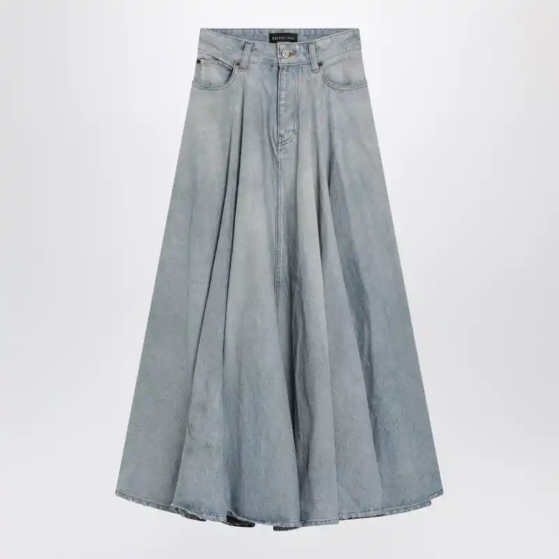 Light Blue Maxi Godet Denim Skirt - Balenciaga