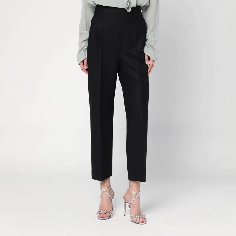 Black Wool-Blend Trousers