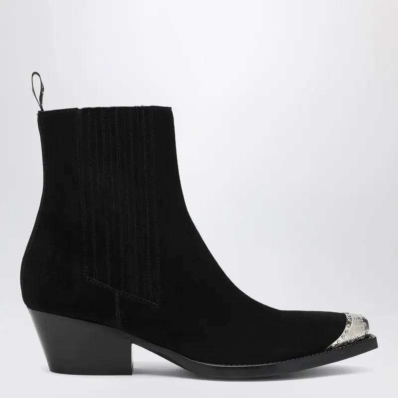 Black Suede Wax Ankle Boot - Sartore
