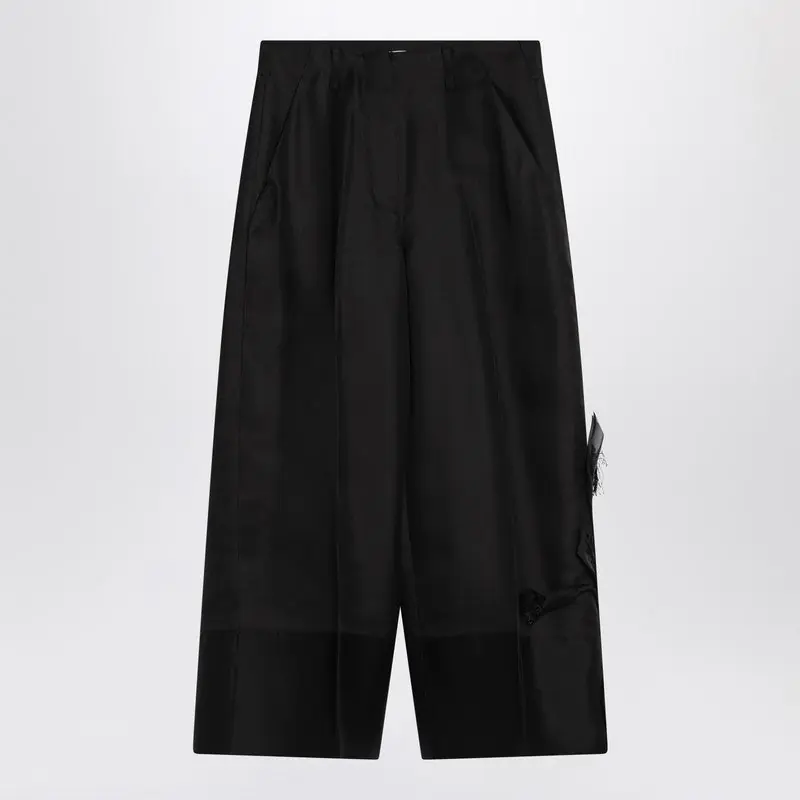 Atelier Pasa Black Trousers In Silk And Wool - Mkdt Studio