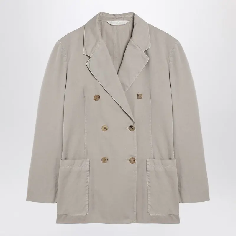 Beige Double-Breasted Cotton Jacket