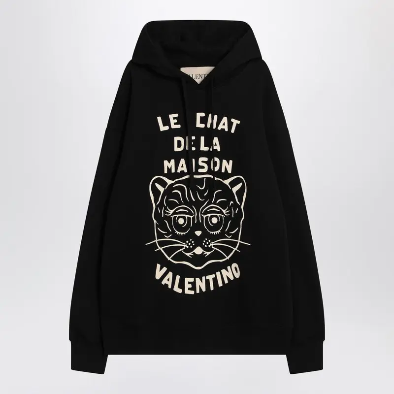 Black Sweatshirt With Le Chat De La Maison Patch - Valentino Garavani