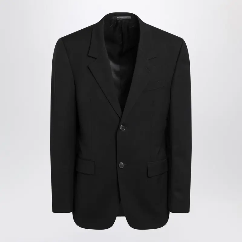 Single-Breasted Black Wool Jacket