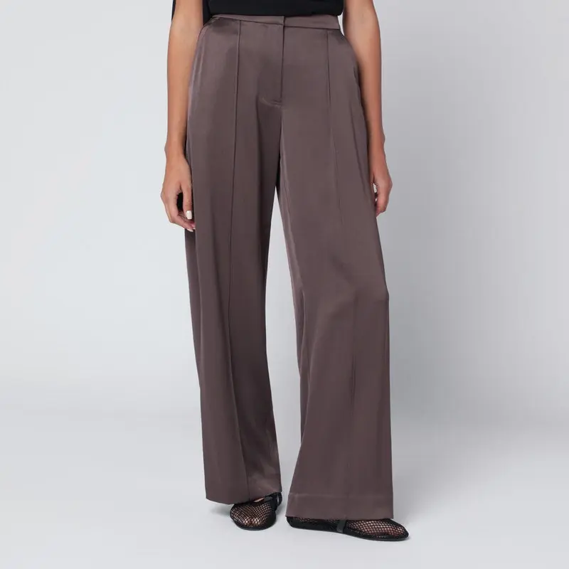 Kyra Trousers In Chocolate Satin - Simkhai