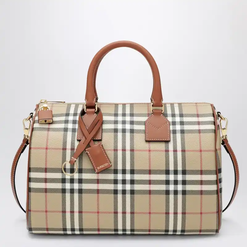 Medium Bowling Bag With Check Pattern - Burberry