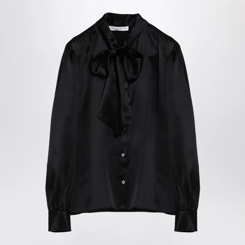 Black Silk Shirt With Bow - Alessandra Rich