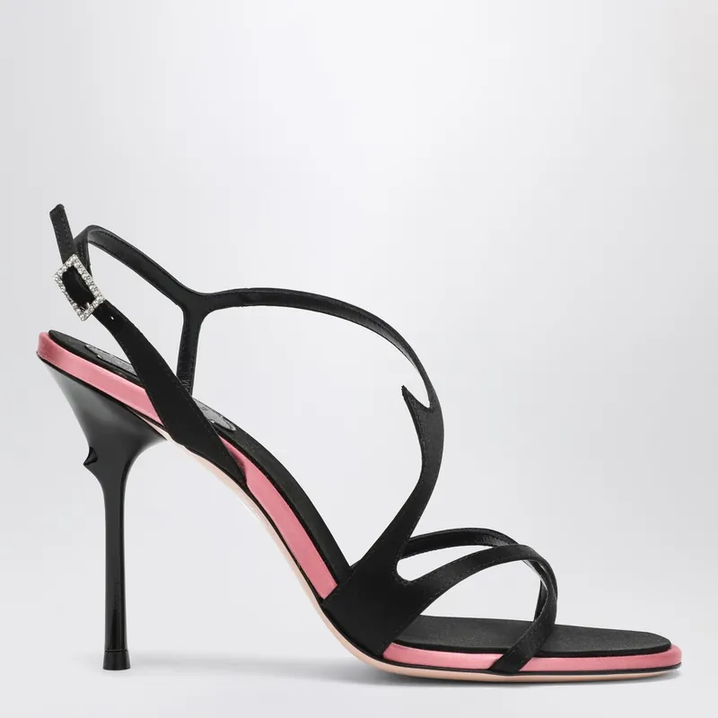 Black Satin Heeled Sandals - Roger Vivier
