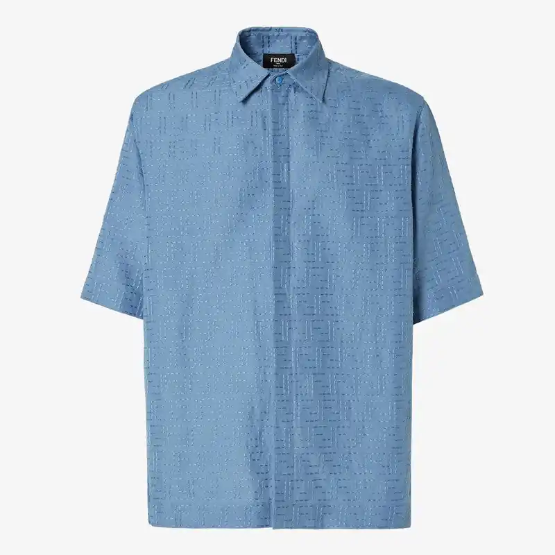 Light Blue Ff Jacquard Linen Shirt - Fendi