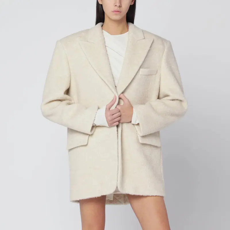 Oversized Ivory Jacket In Wool Blend - The Andamane