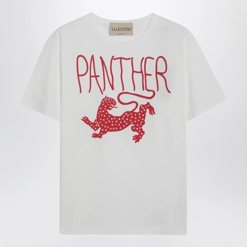 Ivory T-Shirt With Panther Print