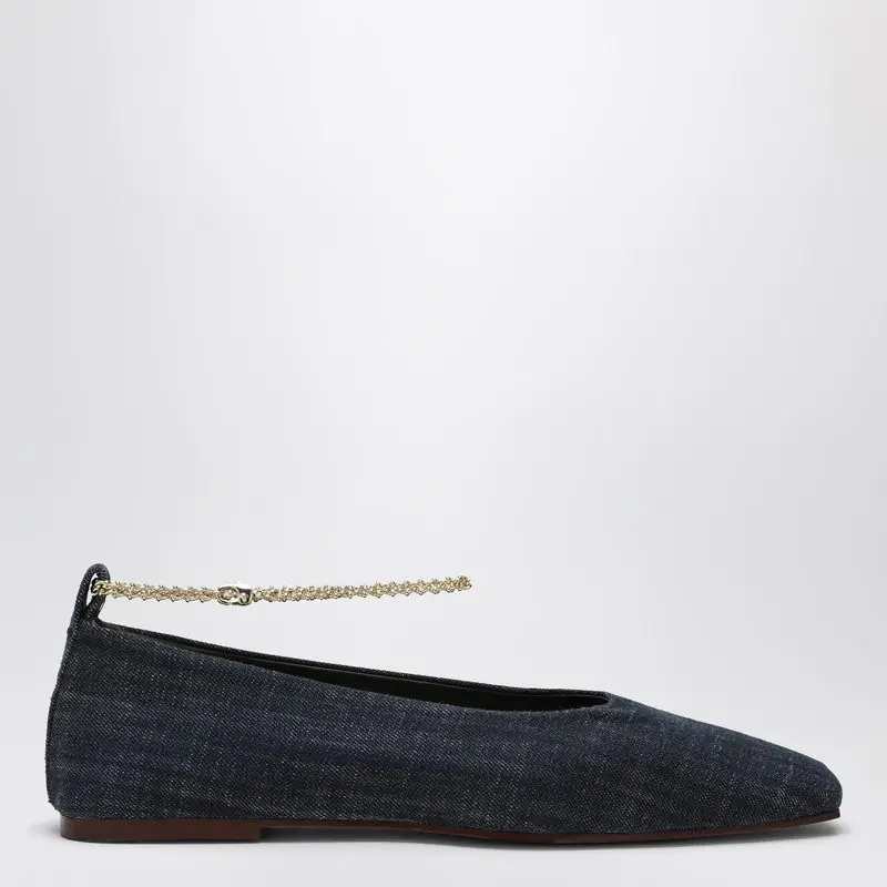 Navy Blue Denim Augusta Ballerina - Maria Luca