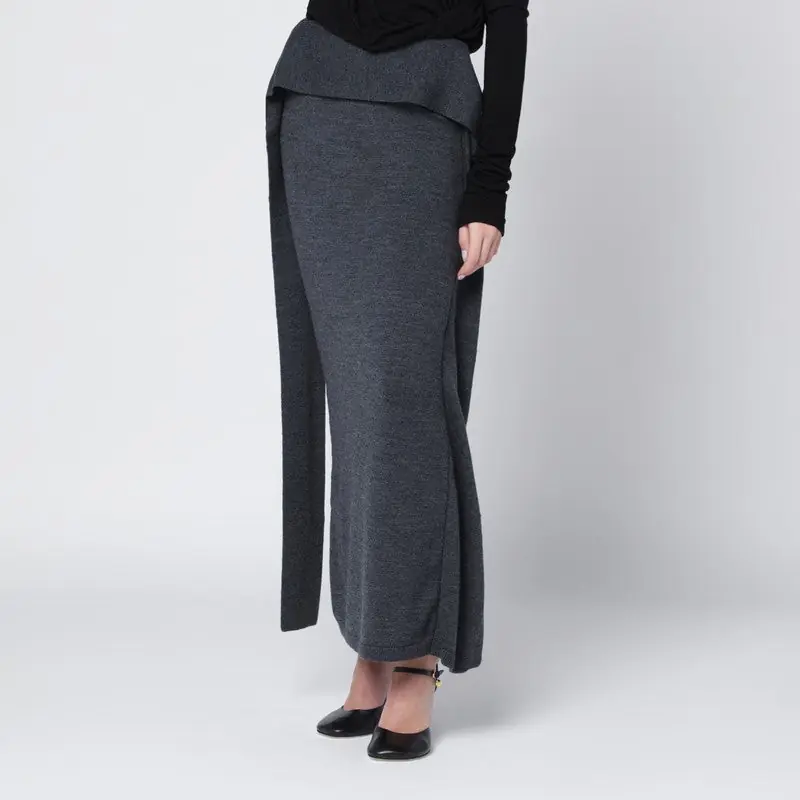 Long Grey Wool Skirt - Entire Studios