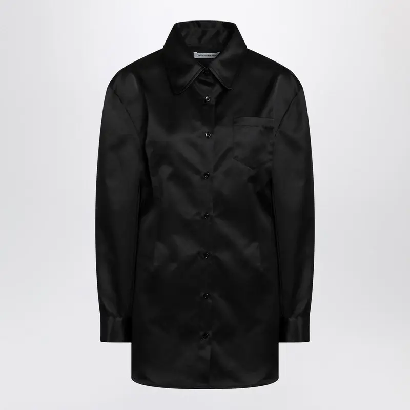 Black Satin Shirt Dress - The Frankie Shop