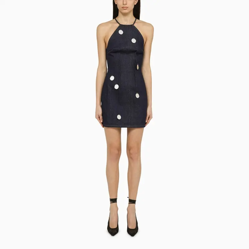 Blue Denim Mini Dress With Mirrors - David Koma