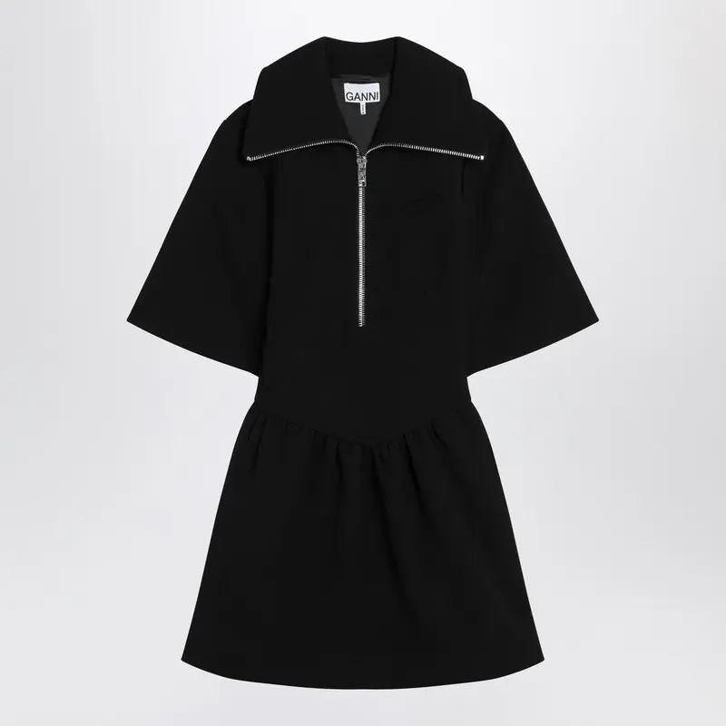 Black Mini Dress In Crêpe - Ganni