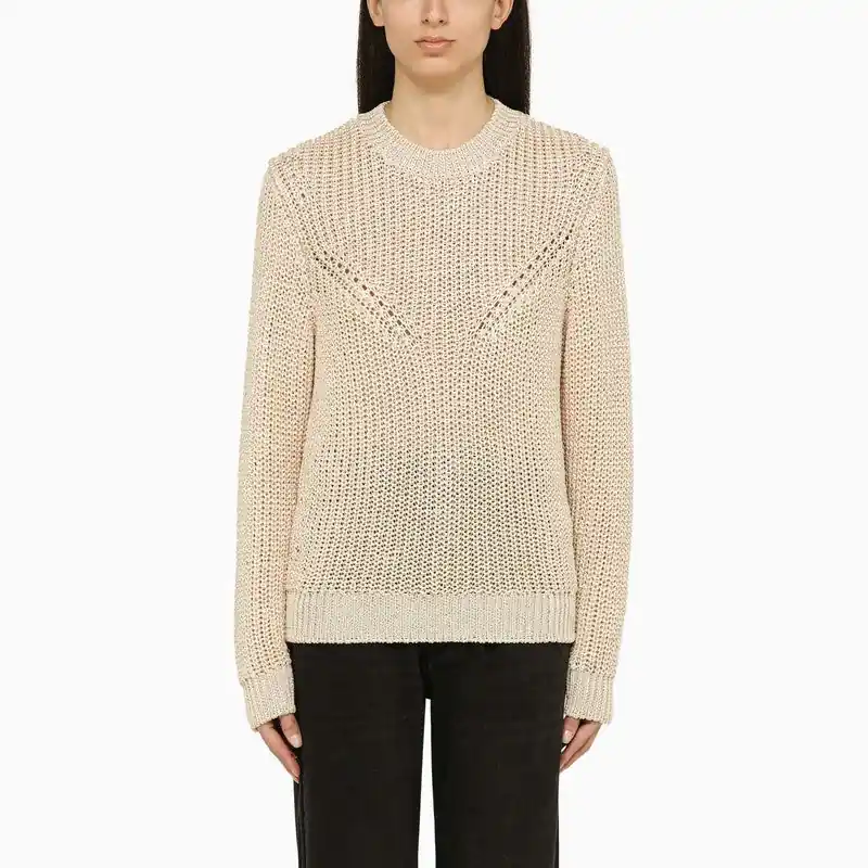 Recycled Polyester Ecru Crew-Neck Jumper