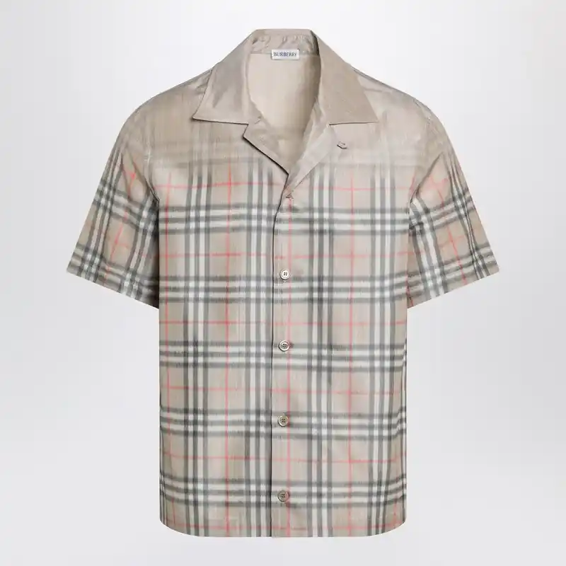 Beige Shirt With Shaded Check Pattern - Burberry