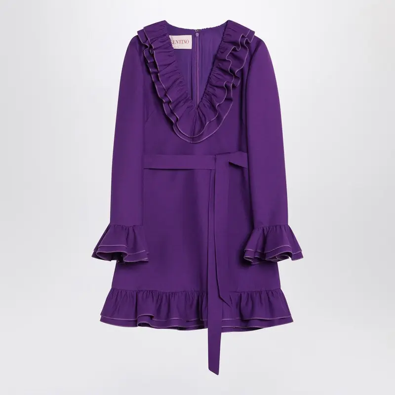 Purple Wool And Silk Mini Dress - Valentino Garavani