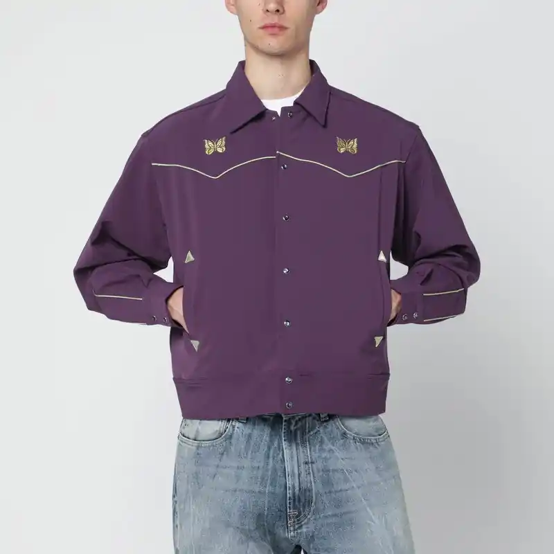 Purple Shirt With Yellow Embroidery - Needles