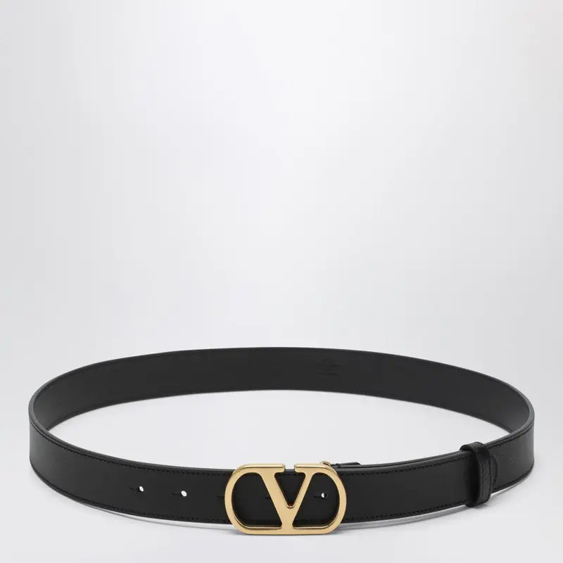 Black 3 Cm Vlogo Signature Leather Belt - Valentino Garavani