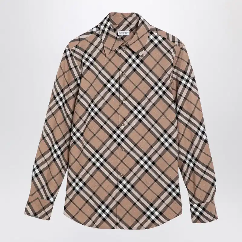 Check Pattern Wool Blend Shirt - Burberry