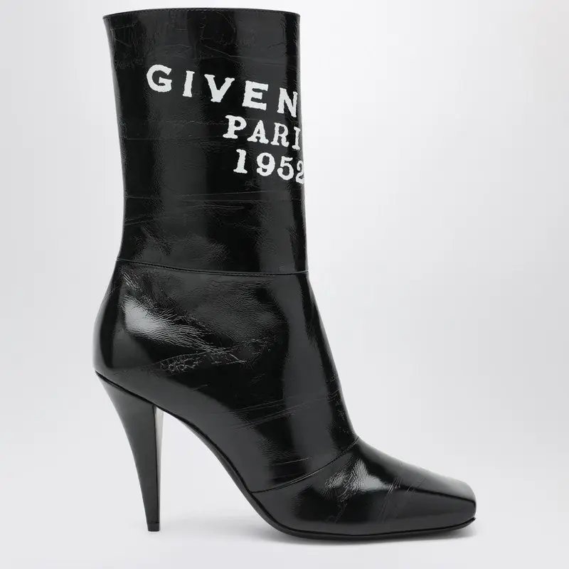 Black Sliced Square Givenchy Tape Ankle Boots