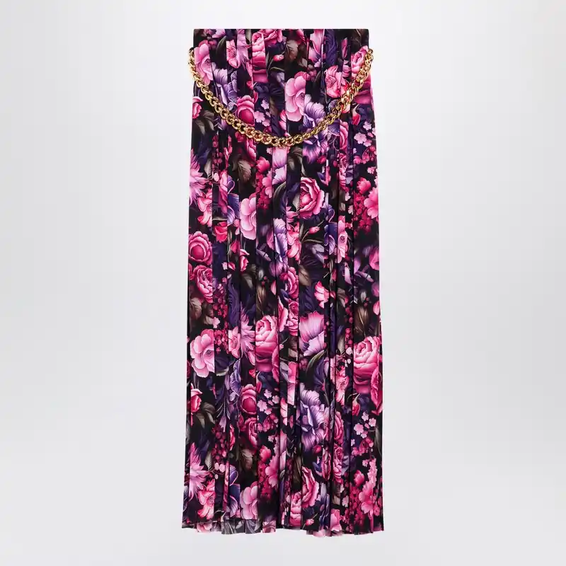Long Pleated Floral Skirt - Balenciaga