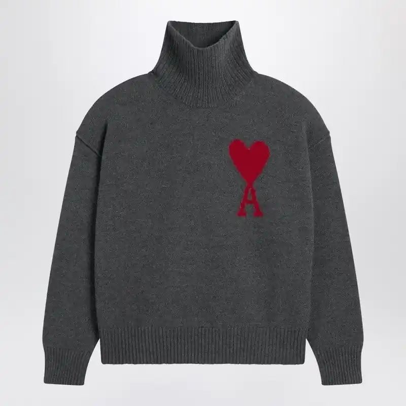 Grey Turtleneck Sweater Ami De Coeur - Ami Paris