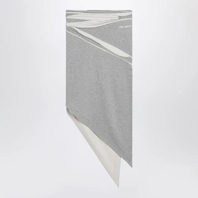 Asymmetric Grey Mélange Cotton Skirt - The Attico