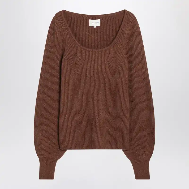 Brown Ribbed Cashmere Jumper - Loulou De Saison