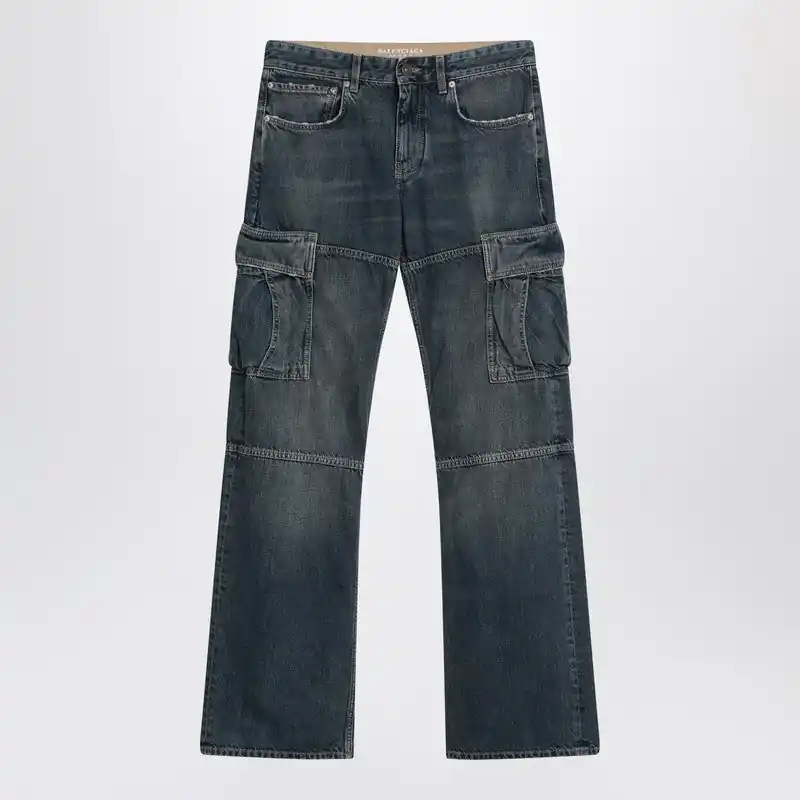 Blue Cargo Regular Jeans With A Faded Effect - Balenciaga