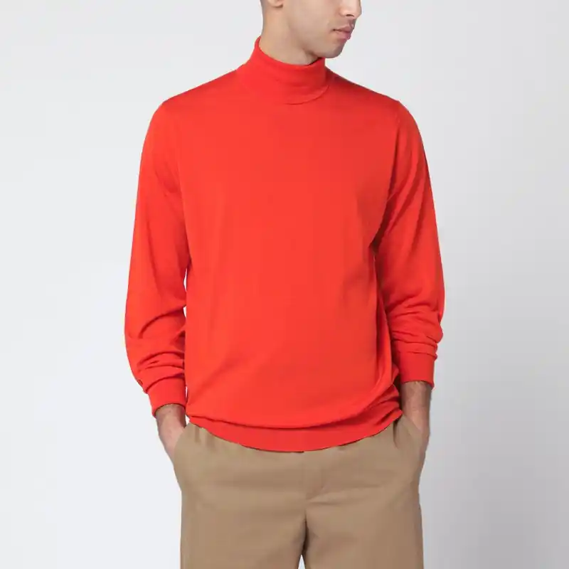 Orange Wool Turtleneck Sweater - John Smedley