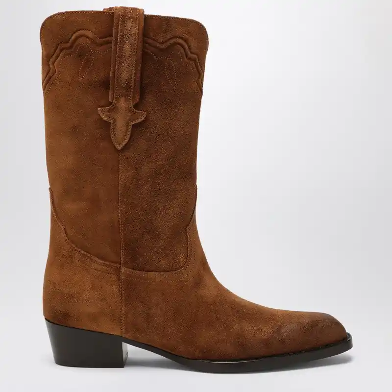Hilda Boots In Cognac Suede - Paris Texas
